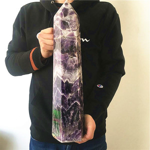 Commercio all'ingrosso Naturale Lucido di Grandi Dimensioni Viola Chevron Punto di Guarigione Cristalli Pietre Viola Ametista Torri Per La Decorazione - Product Image 2