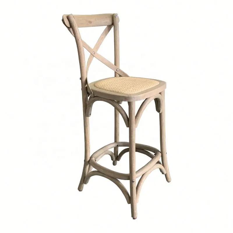 French Style Wood Barstool Chairs Cross Back Dining Barstool Chairs ED-018