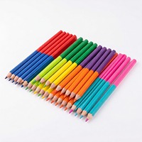 Crayons de couleur double embout bicolores, double pointe 2 en 1, en bois, logo personnalisé, emballage en vrac, fournitures pour dessin d'enfants, cadeaux de fête scolaire