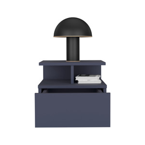 Table de chevet flottante Lee Ju, 1 tiroir, étagère ouverte, murale, Kronos Blue - Product Image 6