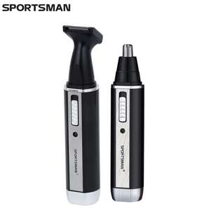 SPORTSMAN Alat Cukur & Pemangkas Rambut Profesional 2-in-1 Isi Ulang Elektrik untuk Jambang, Telinga, Hidung, Portabel untuk Garasi, Hotel, Colokan EU - Product Image 1