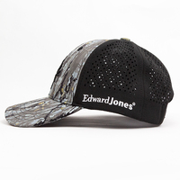 Gorra de Caza Personalizada OEM, Tejido Elástico en 4 Direcciones, Orificios Cortados con Láser, Transferencia Térmica, Bordado 3D en el Panel Frontal, Ajustable con Cierre a Presión