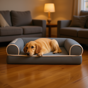 Coussin pour chien Cj Pet Bed, taille moyenne à grande, gris, en fibre de polyester, matelas, intérieur, toutes saisons, housse amovible et lavable - Product Image 2