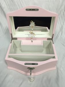 Boîte à bijoux musicale rose ballerine de luxe avec serrure pour femmes et filles - Product Image 5