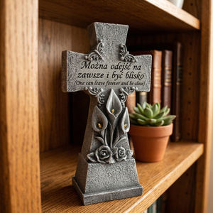 Cross <strong>Memorial</strong> Stone with Calla Lily and Rose, Religious Grave Marker, <strong>Garden</strong> <strong>Memorial</strong> <strong>Plaque</strong> for Loved One, Sympathy Gift - Product Image 6