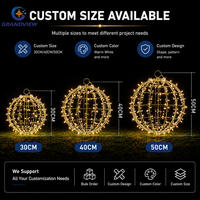 Boule lumineuse de Noël géante 3D LED ronde à suspendre en extérieur, IP65 étanche, pour décoration commerciale de fêtes