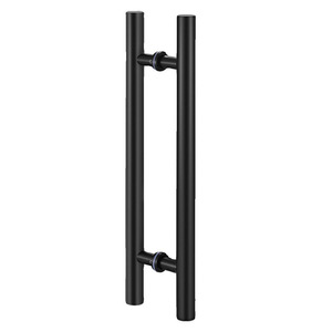 Poignées de porte en acier inoxydable, design moderne, installation facile pour portes en verre et portes encadrées, finition noire et argentée - Product Image 3