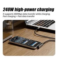 Kabel Data Tipe C 240W dengan Chip E-Marker Terintegrasi, Desain Penyangga Ponsel Lipat, Kabel Pengisian Cepat Berbahan Nilon Kepang, Dapat Digunakan Saat Mengisi Daya
