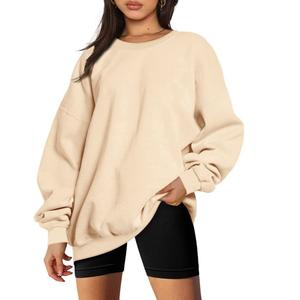 Nouveau design, sweat-shirt à manches longues à col rond pour femmes, taille plus, en tricot d'hiver, doublé de spandex/coton, impression de logo personnalisée sur le devant - Product Image 3