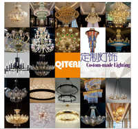 Lustres et suspensions en cristal de verre personnalisés et créatifs éblouissants pour centres commerciaux Salles de banquets Hôtels Lobbies Villas Shopping Spots