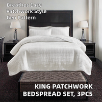 Parure de lit King Size 3 pièces en microfibre brossée avec motifs géométriques 3D, drap et taies d'oreiller, pour toutes les saisons