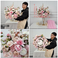 Boule de fleurs artificielles en soie de qualité supérieure, 50 cm, rose blanche, fleur artificielle en soie, décoration de table de mariage, centre de table en hydrangea
