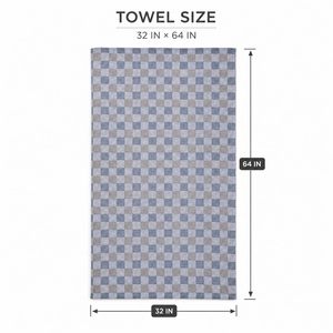 Toalla de baño de algodón con diseño a cuadros gris, suave, absorbente, ligera, de secado rápido, para hombres y mujeres, 156 x 76 cm - Product Image 2