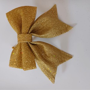 Décorations de Noël en forme de nœuds, pendentifs festifs pour arbre, en tissu de coton perlé et poudre dorée, ornements suspendus réutilisables et tendance - Product Image 1