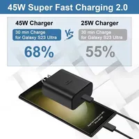 Chargeur Super Rapide Original 45W PD 45W pour Charge Rapide Adaptative pour S24 Ultra S23 S22 S21 Note 10 Note 20 Plus USB-C
