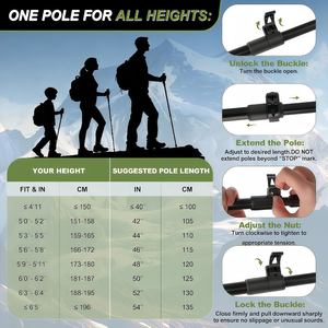 Bastón de Senderismo Telescópico Ligero de Aleación de Aluminio con Bloqueo Rápido Externo, Bastón de Trekking para Escalada, Caminata Nórdica - Product Image 6