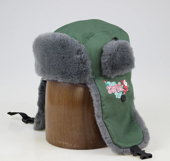 Cappello trapper invernale personalizzato ushanka cappello di pelliccia di coniglio russo modello lavorato a maglia con berretto invernale per bambini all'ingrosso