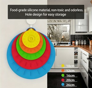 Tapas Elásticas de Silicona de Grado Alimenticio, 5 Piezas, Reutilizables, Herméticas, Aptas para Microondas, para Almacenamiento de Alimentos en la Cocina - Product Image 6