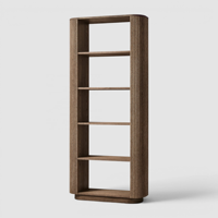 Bibliothèque haute ouverte moderne avec panneaux latéraux cannelés, étagère de présentation en bois de 91 pouces pour le rangement du salon, de la chambre ou du bureau