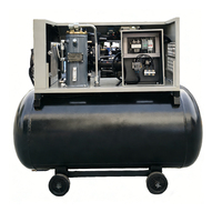 Compresseur d'air à vis compact deux-en-un monophasé 220V/50HZ avec roues, 10 CV, 7,5 kW, 0,8-1,0 MPa, 1,1 m³/min, réservoirs 60L*2