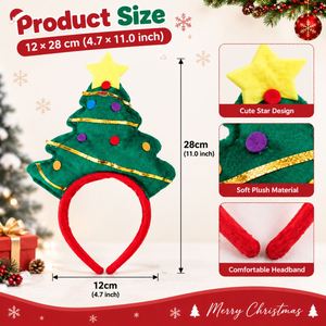 Christmas Tree Headband Plush Holiday Hair Hoop Star Topper Party Costume <b>Accessory</b> Festive Decoration Xmas Headwear - Product Image 2