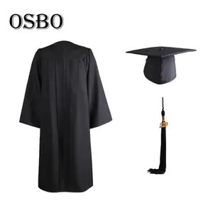 Graduation Caps And Gowns Wholesale 2020 Cheap Adult Matte Black Graduation Cap Gown Set