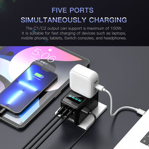 محول سفر عالمي PD200 GAN عالي الطاقة مع منافذ USB من النوع C للاستخدام مع أجهزة الكمبيوتر المحمول والكاميرات الصناعية - Product Image 4