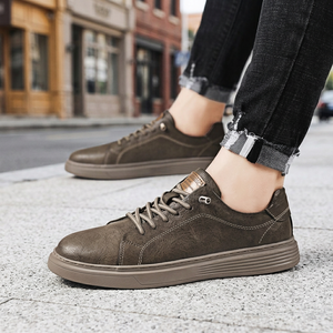 Zapatillas Casuales de Talla Grande, Cuero Genuino, Forro de Malla Transpirable, Zapatos Retro Cómodos con Cierre de Cordones, Ligeros y Sólidos - Product Image 3