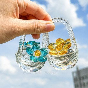 Crystal Glass Flower <b>Basket</b> Ornament Cut Glass Figurine Home Decoration Gift - Product Image 4