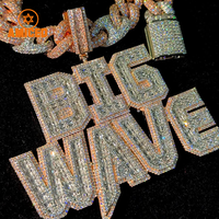 Pendentif personnalisé en argent 925 avec nom en moissanite certifiée par testeur de diamants, style hip-hop, avec chaîne à maillons pour rappeurs