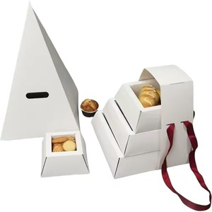 Boîte à gâteaux pyramide personnalisée de luxe pour desserts à emporter, à empiler et à servir, plateau pyramidal en kraft pour aliments - Product Image 2