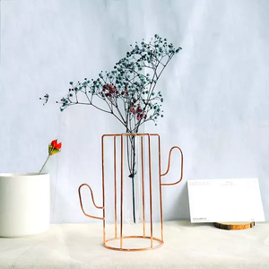 Ornements de décoration de maison de vase en verre en métal de fer forgé de style nordique - Product Image 6