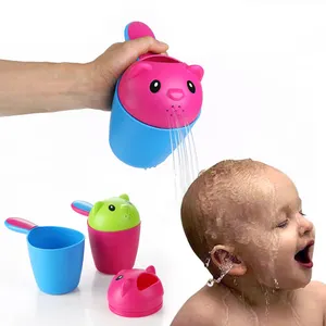 Taza de plástico con diseño de oso de dibujos animados para niños, productos de baño para lavar el cabello, Dipper, champú, enjuague