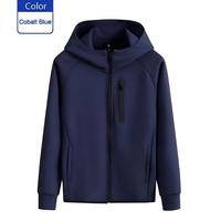 Sweat à capuche zippé avec logo personnalisé, 79% coton, 10% élasthanne, vêtements de travail durables, uniforme d'équipe, unisexe, automne-hiver, veste épaisse