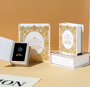 Factory Wholesale Custom Logo Rectangle <b>Book</b> Style Solid Pattern Printed Paper Jewelry Gift <b>Box</b> Magnetic Closure for Rings - Product Image 5