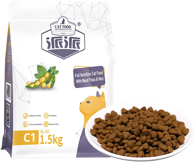 Alimento alto en Omega3 para mascotas Rico en proteínas Sabores sin granos Formas de pescado Todas las edades Comida seca para gatos 10kg 1,5 kg