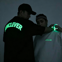 T-shirt personnalisé Qianying, luminescent dans le noir, streetwear pour hommes, t-shirt réfléchissant