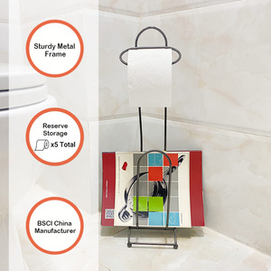 Metallo nero supporto per carta igienica porta giornali wirreware prezzo all'ingrosso carta igienica porta rotolo nero con portariviste - Product Image 3