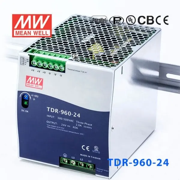 TDR-960 serie 24V 48V 960W AC-DC PSU SU GUIDA DIN SMPS ingresso vasta gamma industriale ORIGINALE MEAN WELL ALIMENTAZIONE ELETTRICA di COMMUTAZIONE