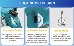 YOSHU 6-Gang einstellbarer elektrischer Zement-und Farb mischer in Industrie qualität 1600W 110-220V - Product Image 3