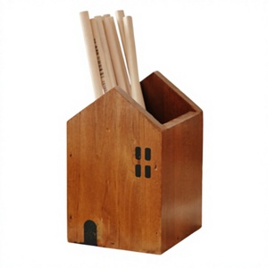 Porte-stylos <span class=keywords><strong>en</strong></span> bois <span class=keywords><strong>en</strong></span> forme de cabane, organiseur de bureau pour fournitures de bureau, joli organiseur de pinceaux et de stylos <span class=keywords><strong>en</strong></span> bois naturel pour la maison et le bureau - Product Image 1