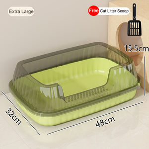 <span class=keywords><strong>Bac</strong></span> <span class=keywords><strong>à</strong></span> litière <span class=keywords><strong>pour</strong></span> chat surdimensionné semi-fermé en plastique PP avec planche anti-fuite et pelle d'usine - Product Image 3