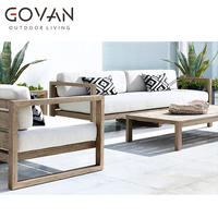 Table basse d'extérieur minimaliste moderne en teck massif, résistante aux intempéries, mobilier de jardin et de terrasse haut de gamme