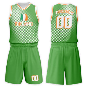 Conjunto de Camiseta de Baloncesto para Niños, Estilo Bandera, Talla Grande, Cuello en V, Verde, 100% Poliéster, Transpirable, Secado Rápido, Estilo Universitario, Venta Caliente - Product Image 1