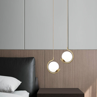 Suspension moderne en verre doré pour chambre à coucher, taille moyenne, hauteur réglable et éclairage LED à intensité variable
