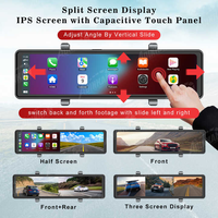 Caméra de tableau de bord ADINKAM IPS Mirror Dash Cam 11,26 pouces 4K avec Bluetooth, CarPlay sans fil, écran tactile, Android Auto, stéréo, aide au recul et amplificateur