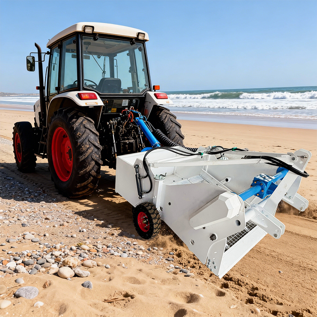CE Certified Tractor Driven Diesel Powered Towed Beach Cleaning Machine with Beidou-positioning and Sand Loss Rate <3%