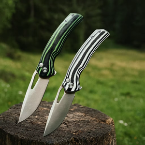 Coltello Pieghevole da Sopravvivenza Outdoor EDC - Lama D2, Manico G10 Lavorato CNC, Meccanismo di Blocco a Pulsante, Coltello Bowie e da Combattimento, DIY OEM - Product Image 1