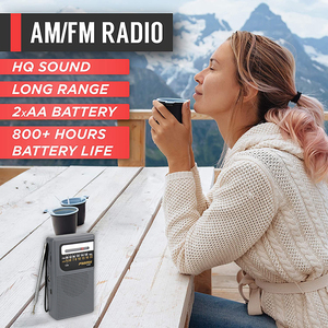 Xách tay mini <span class=keywords><strong>Pocket</strong></span> đài phát thanh phổ biến đa-band hoạt động AM FM có thể điều chỉnh tần số hiển thị được xây dựng trong loa 2AA Pin - Product Image 5