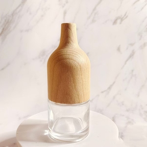 Empty 30ml Wooden Cover Round Frosted Glass Car air Freshener Perfume Empty <b>Bottle</b> Car Perfume <b>Diffuser</b> Customizable logo - Product Image 1